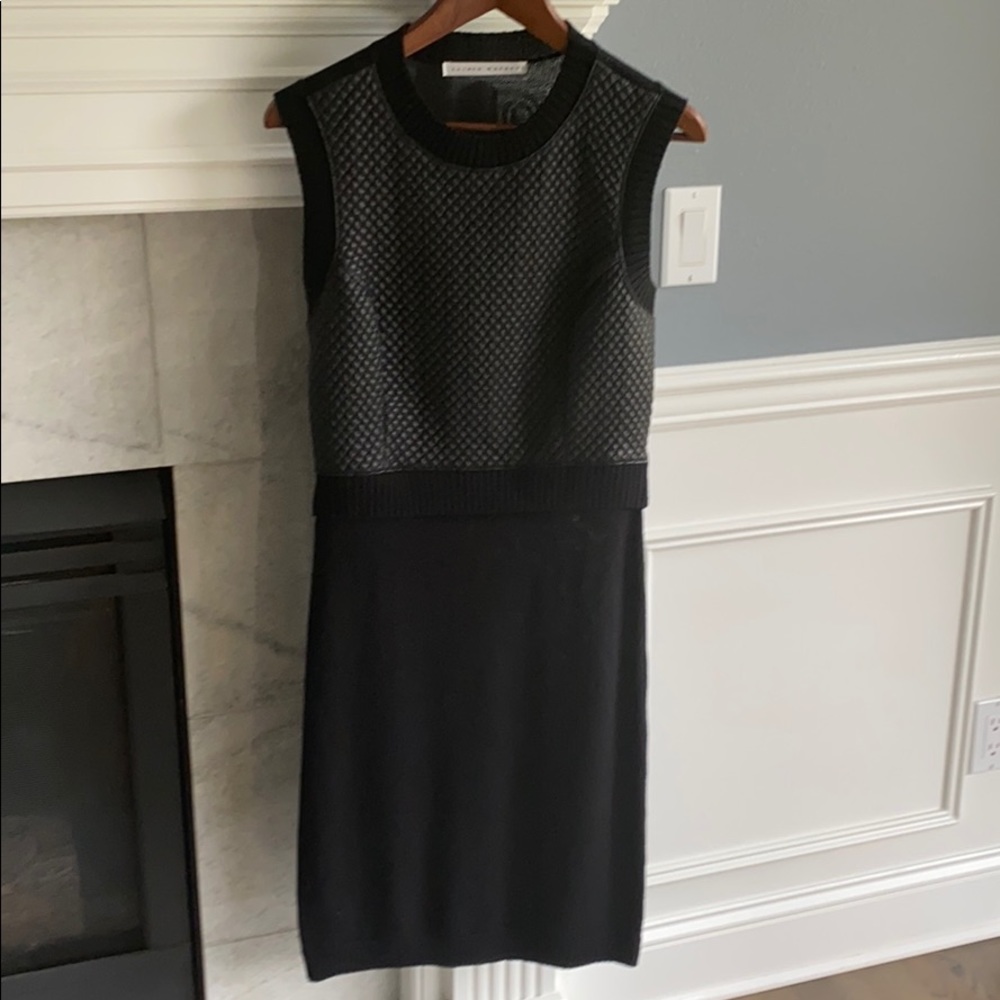 Dress with pleather, quilted detailing